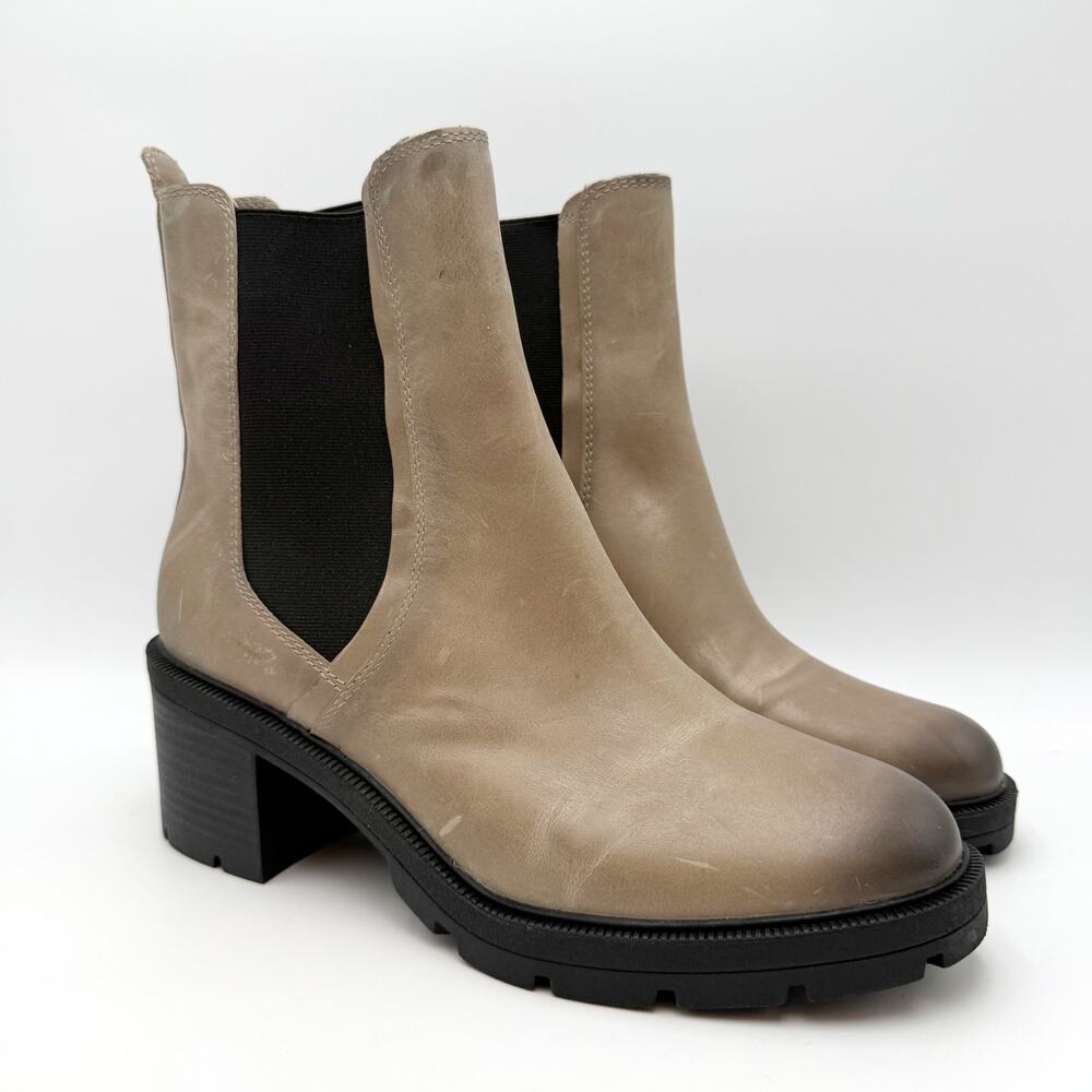 Lucky Brand Womens Sekler Chelsea Boots Size 10 M EU 41.5 Tan Grey Leather EUC